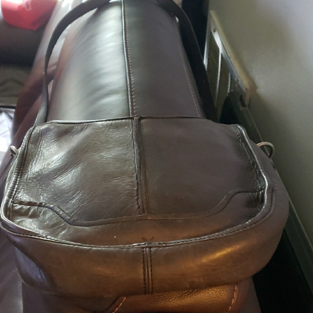 Frye Grayish Rustic Leather Crossbody Bag with Chrome Hatdware Timeless Elegance